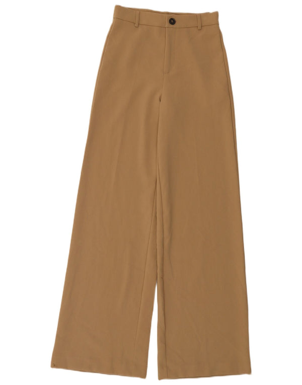 Zara Womens Wide Leg Casual Trousers XS W24 L33 Beige Polyester