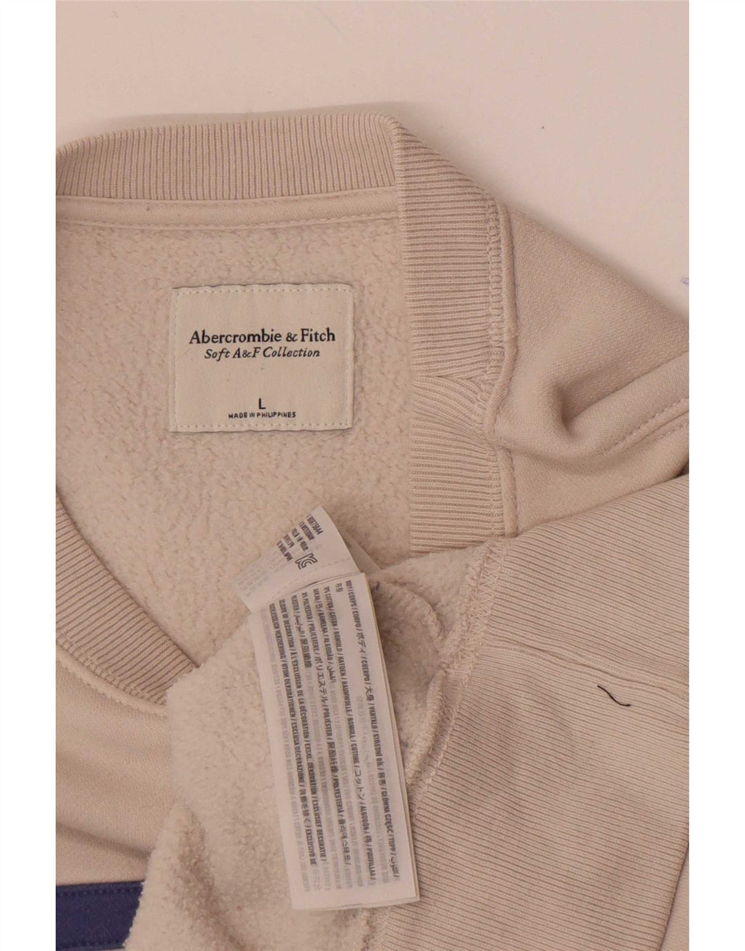 Abercrombie & Fitch Sweatshirt Jumper til mænd Large Off White Colourblock