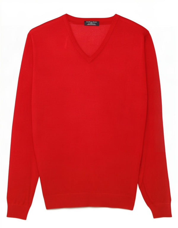Zara Herre V-hals sweater XL Rød viskose