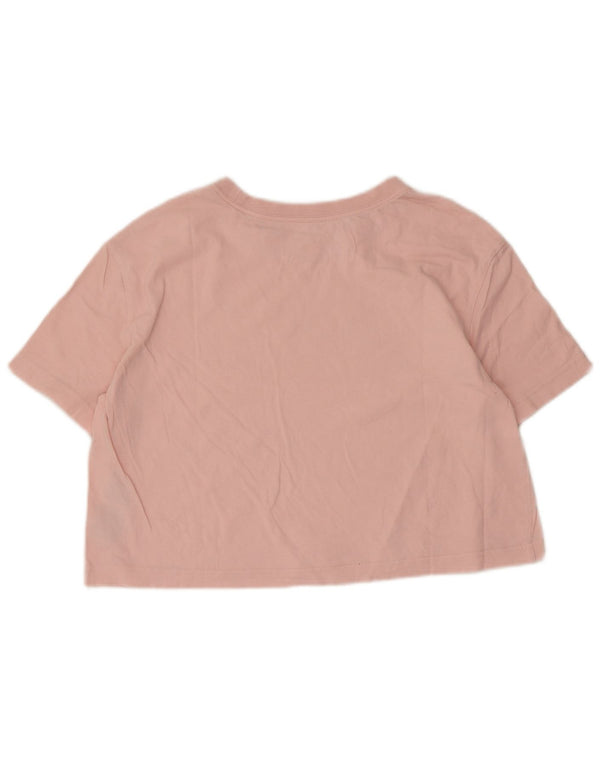 Nike Dame Crop Loose Fit Grafisk T-Shirt Top UK 14 Medium Pink Bomuld