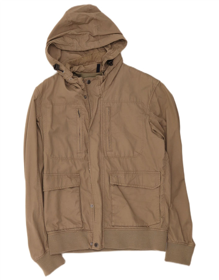 Geox Herre Hooded Utility Jacket UK 36 Small Beige Bomuld