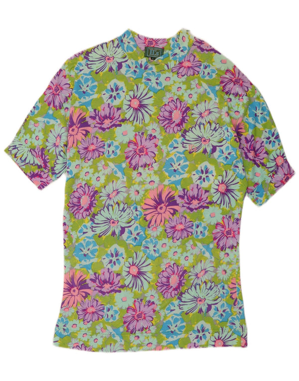 Olmes Carretti Dame T-Shirt Top UK 16 Large Multicolored Floral Viscose