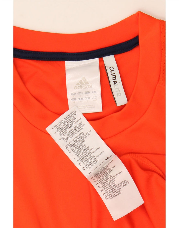 Adidas Herre Climalite T-Shirt Top Medium Orange Colourblock Polyester