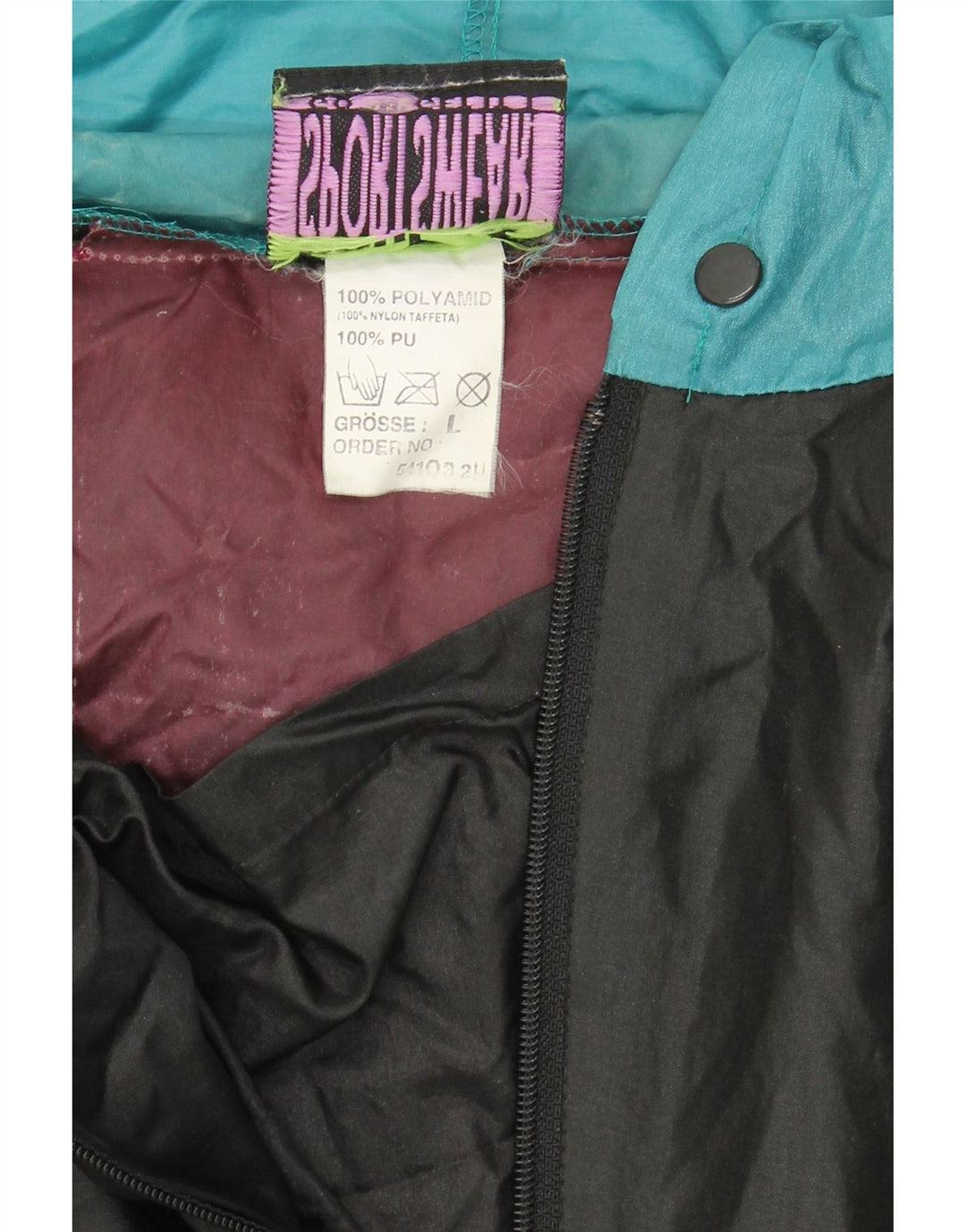 VINTAGE Mens Pullover Raincoat UK 40 Large Multicoloured Colourblock Vintage Vintage and Second-Hand Vintage from Messina Hembry 