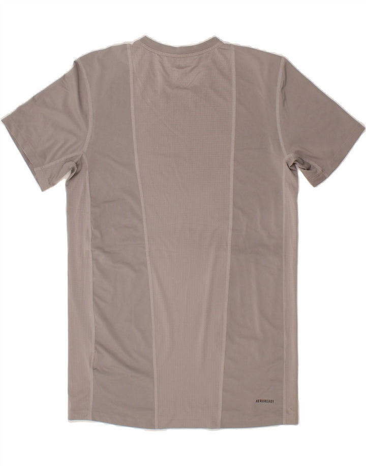 ADIDAS Mens Aeroready T-Shirt Top Large Grey Polyester Vintage Adidas and Second-Hand Adidas from Messina Hembry 