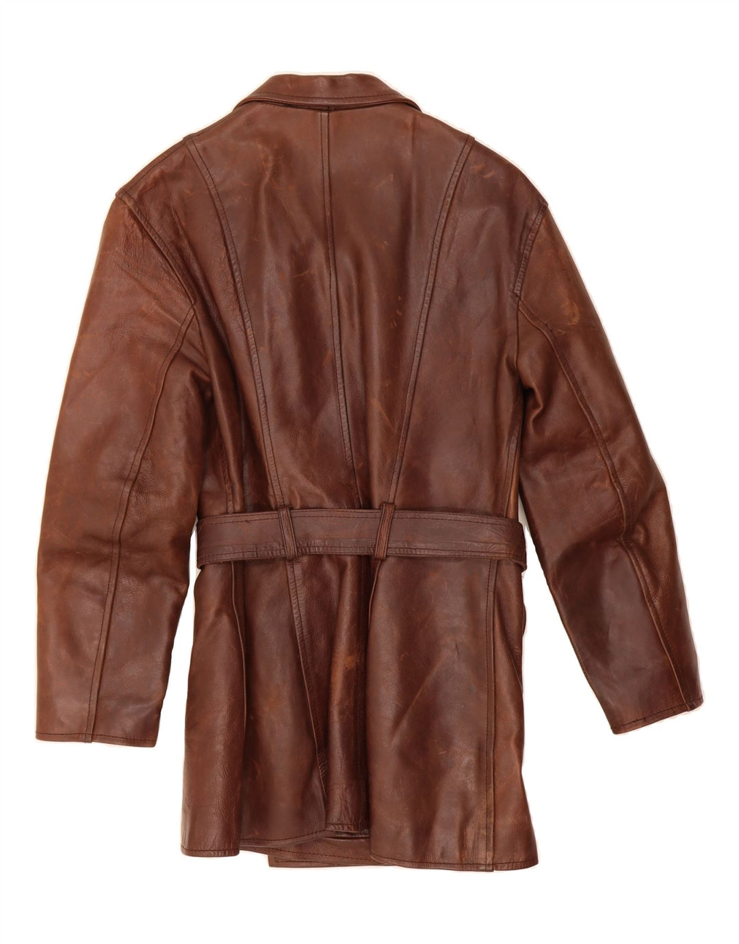 AMERICAN BASE Womens Double Breasted Coat UK 12 Medium Brown Leather Vintage American Base and Second-Hand American Base from Messina Hembry 