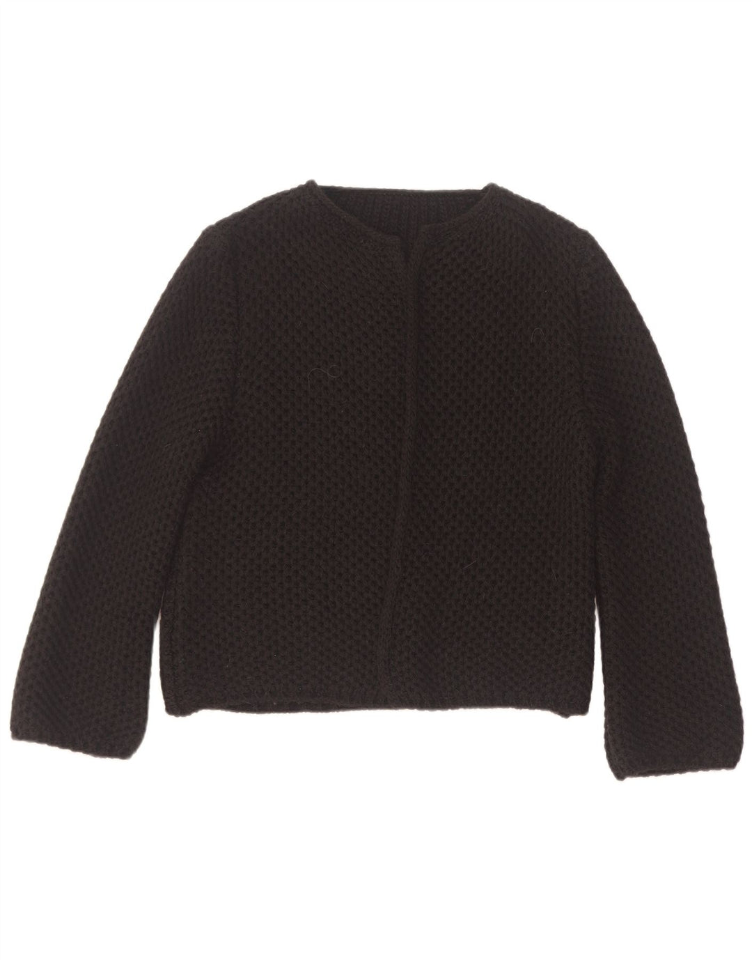 Vintage Dame Open Cardigan Sweater UK 14 Medium Sort Akryl