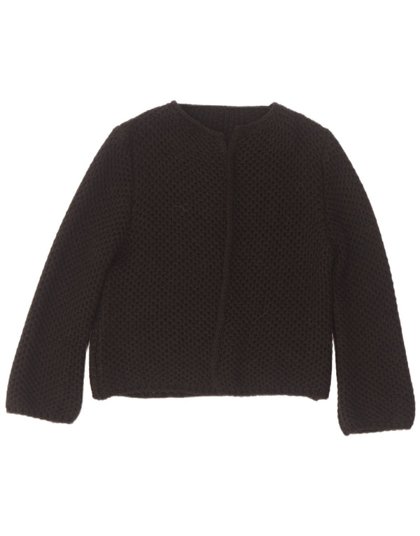 Vintage Dame Open Cardigan Sweater UK 14 Medium Sort Akryl
