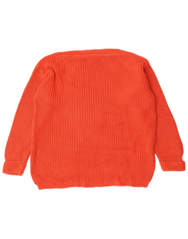 Marks & Spencer Dame Boat Neck Jumper Sweater UK 12 Medium Orange Bomuld
