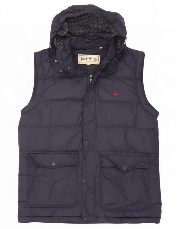 Jack Wills Herre Hooded Padded Gilet UK 38 Medium Navy Blue Nylon