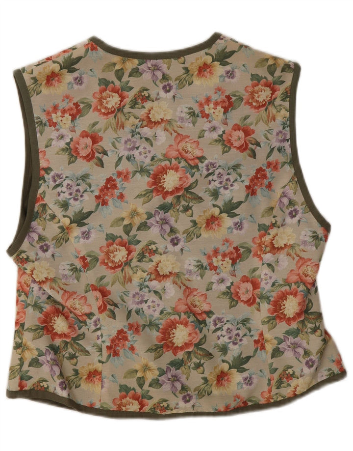 Vintage damevest EU 40 Medium Beige Floral Polyester