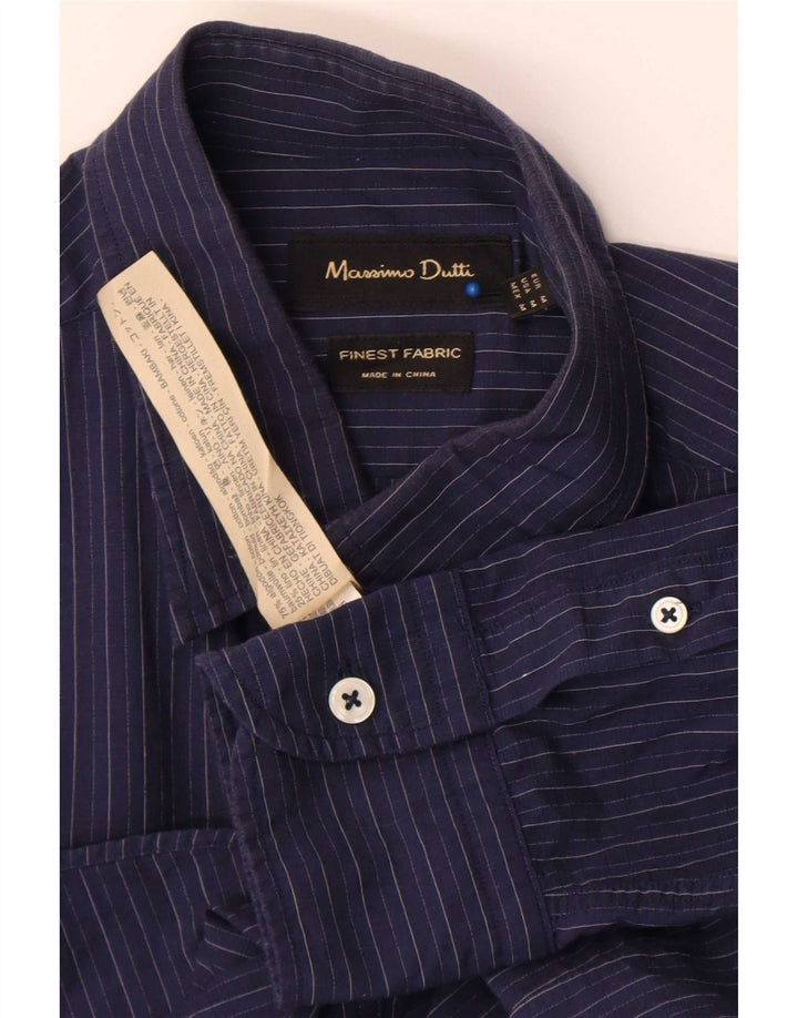 Massimo Dutti herreskjorte medium marineblå nålestribet bomuld