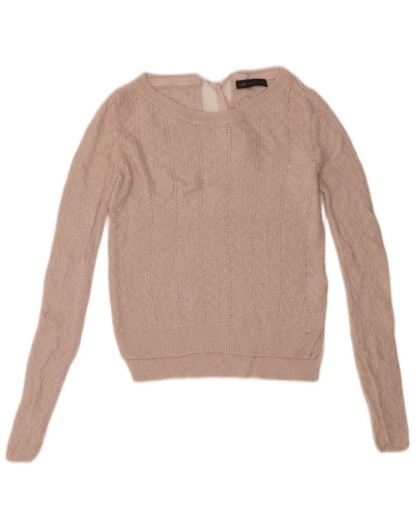 MARKS & SPENCER Dame Crop Boat Neck Jumper Sweater UK 8 Small Pink
