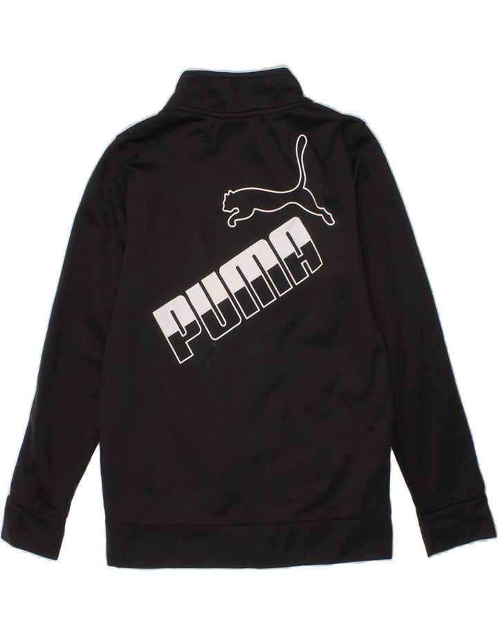 PUMA Girls Graphic Tracksuit Top Jacket 6-7 Years Black Polyester Vintage Puma and Second-Hand Puma from Messina Hembry 