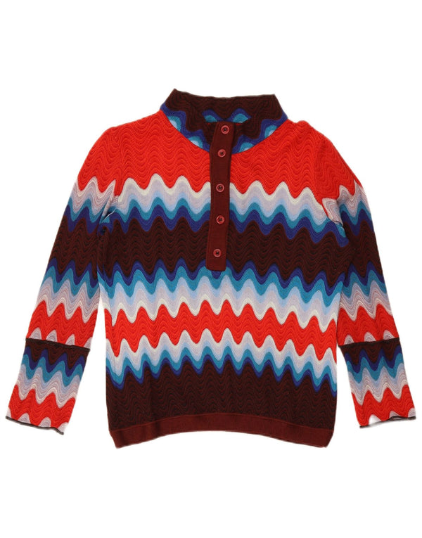 Vintage Womens Button Neck Jumper Sweater UK 12 Medium Multicolored