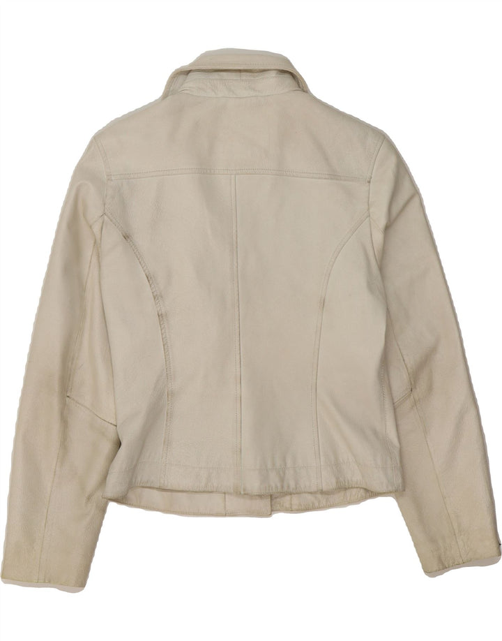 KARA Womens Leather Jacket EU 38 Medium Off White Vintage Kara and Second-Hand Kara from Messina Hembry 