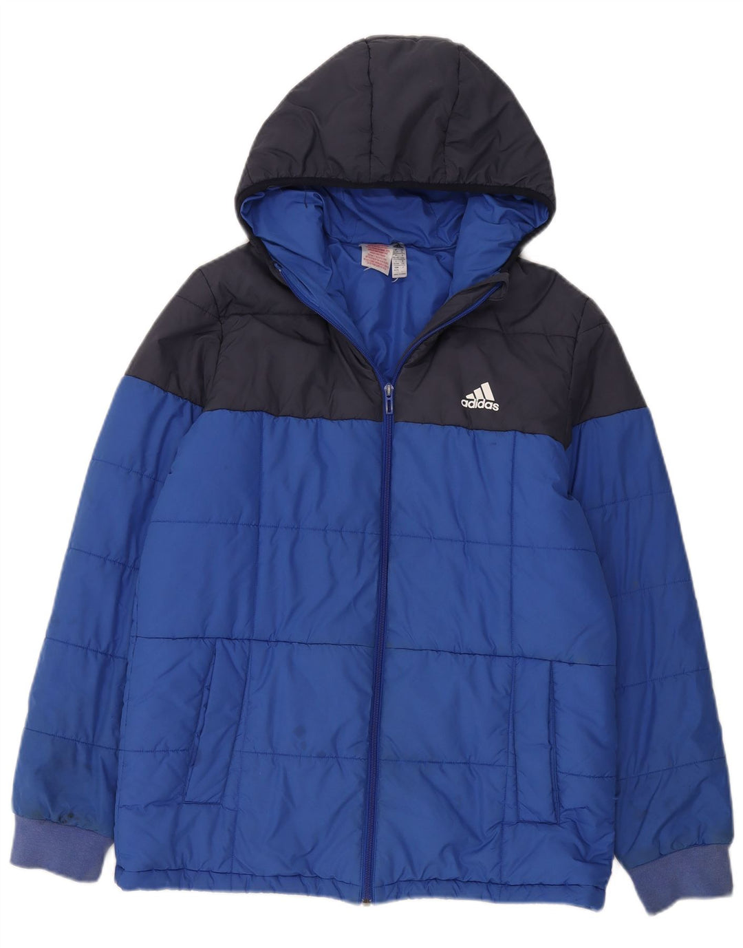 Adidas drenge hættepolstret jakke 15-16 år Blå Colourblock Polyester