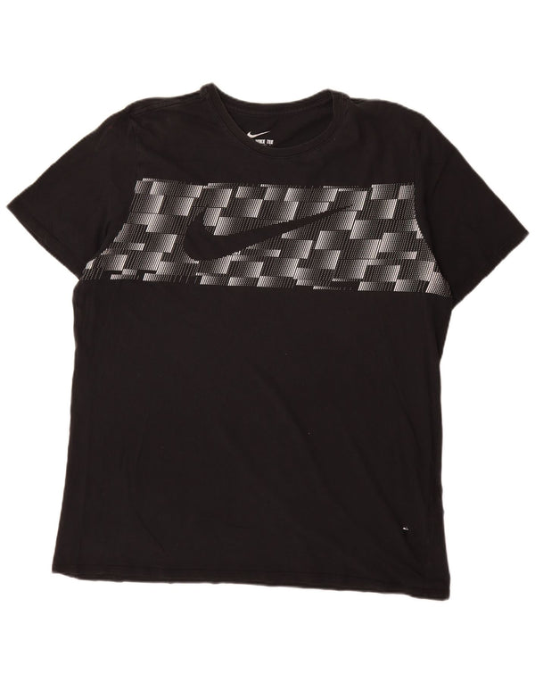Nike Herre Athletic Cut Grafisk T-Shirt Top XL Sort Geometrisk Bomuld