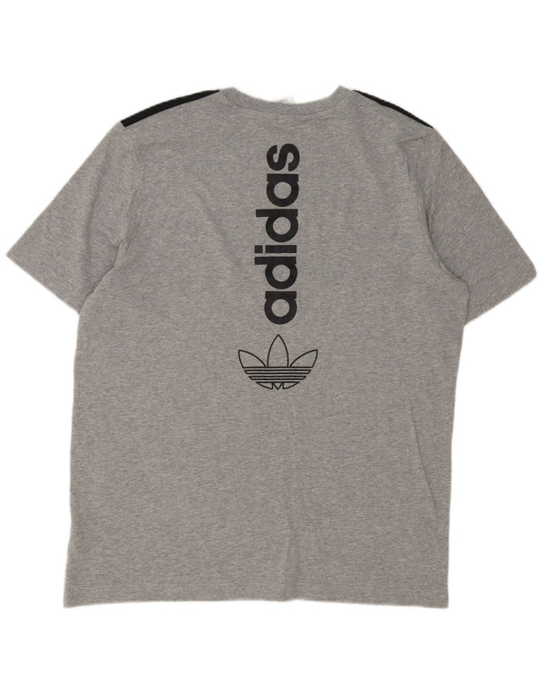 Adidas Herre grafisk T-shirt Top Stor Grå Colourblock Bomuld
