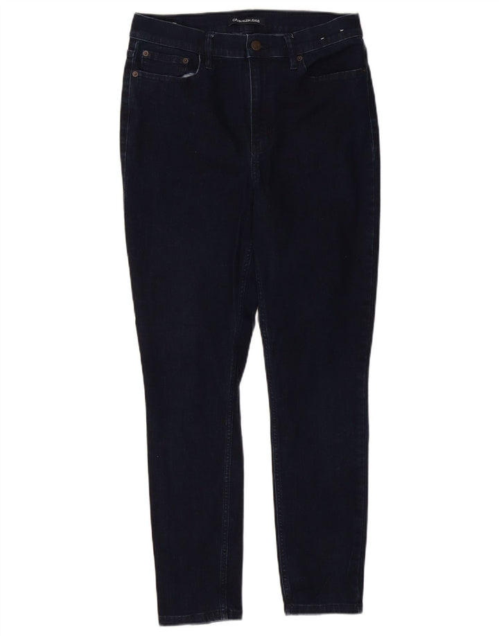 CALVIN KLEIN Dame Højtaljede Skinny Jeans US 12 Large W31 L26 Marineblå