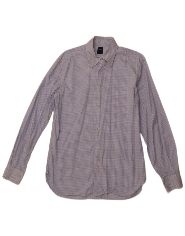 BOGGI herre skræddersyet pasform skjorte str. 40 15 3/4 Medium Blue Check