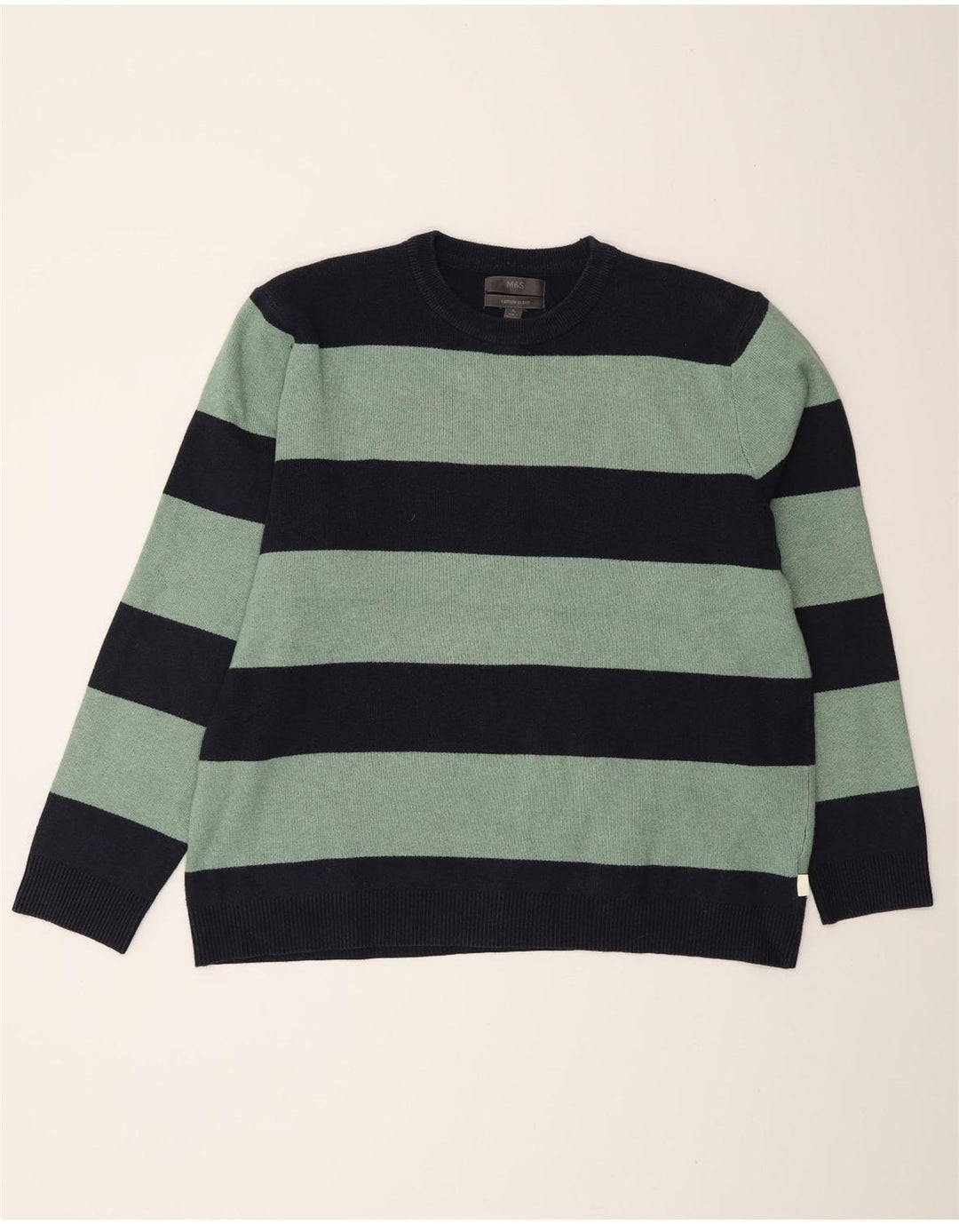Marks & Spencer Herre sweater med rund hals XL marineblå stribet