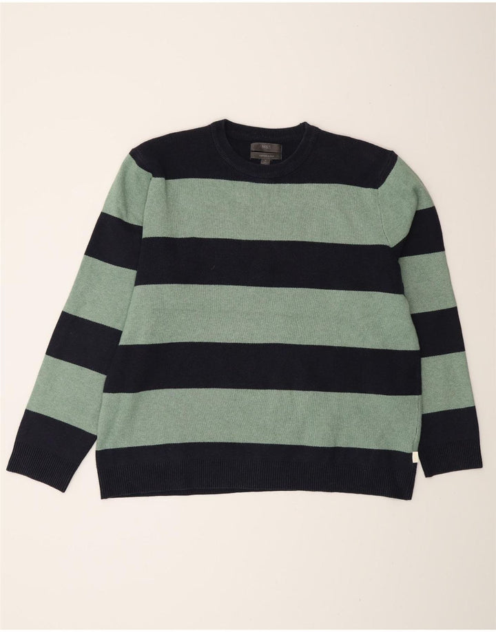 Marks & Spencer Herre sweater med rund hals XL marineblå stribet