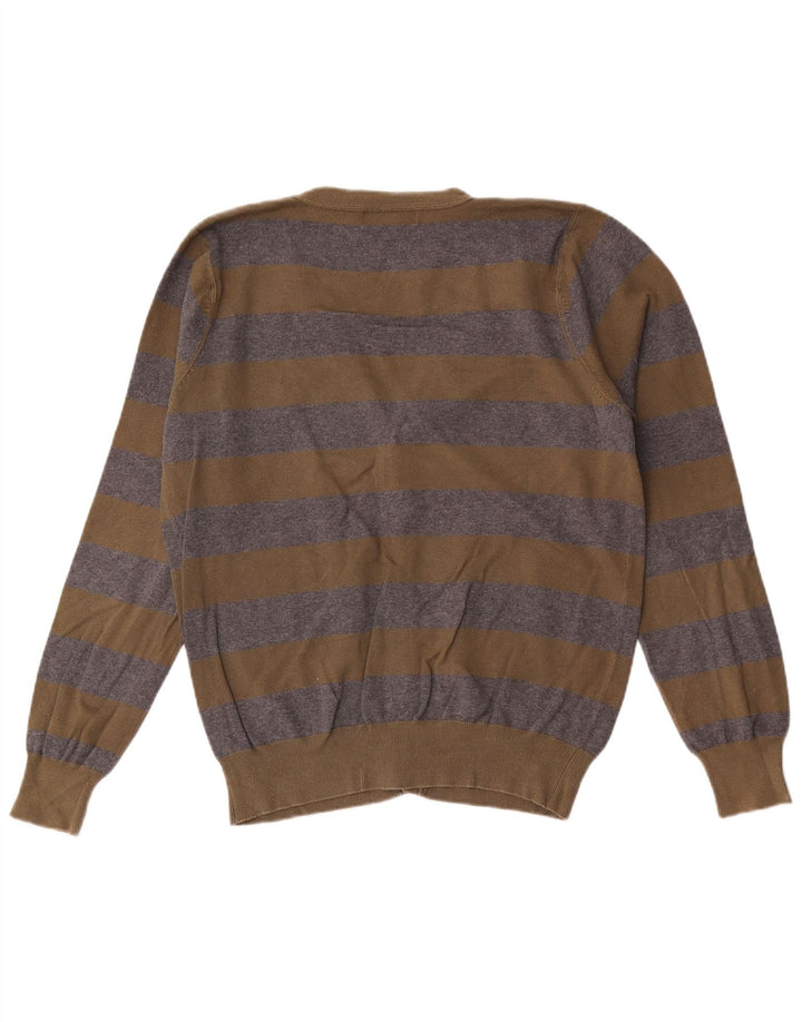 Zara Herre Cardigan Sweater Stor Khaki Stribet