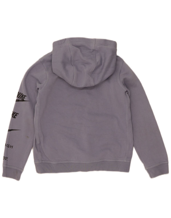 Nike Boys Swoosh Graphic Hoodie Jumper 10-11 år Medium Blue Bomuld