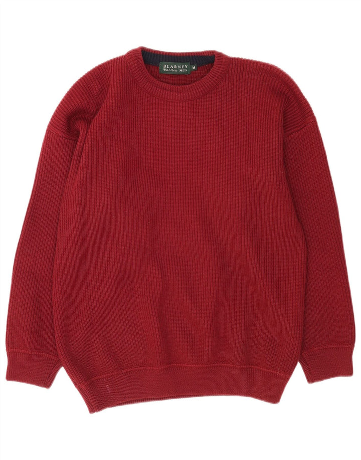 Blarney Herre Crew Neck Jumper Sweater Medium Burgundy Uld