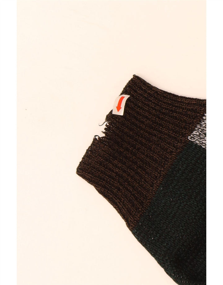 VINTAGE Herre sweater med rund hals XL Brun Colourblock Akryl