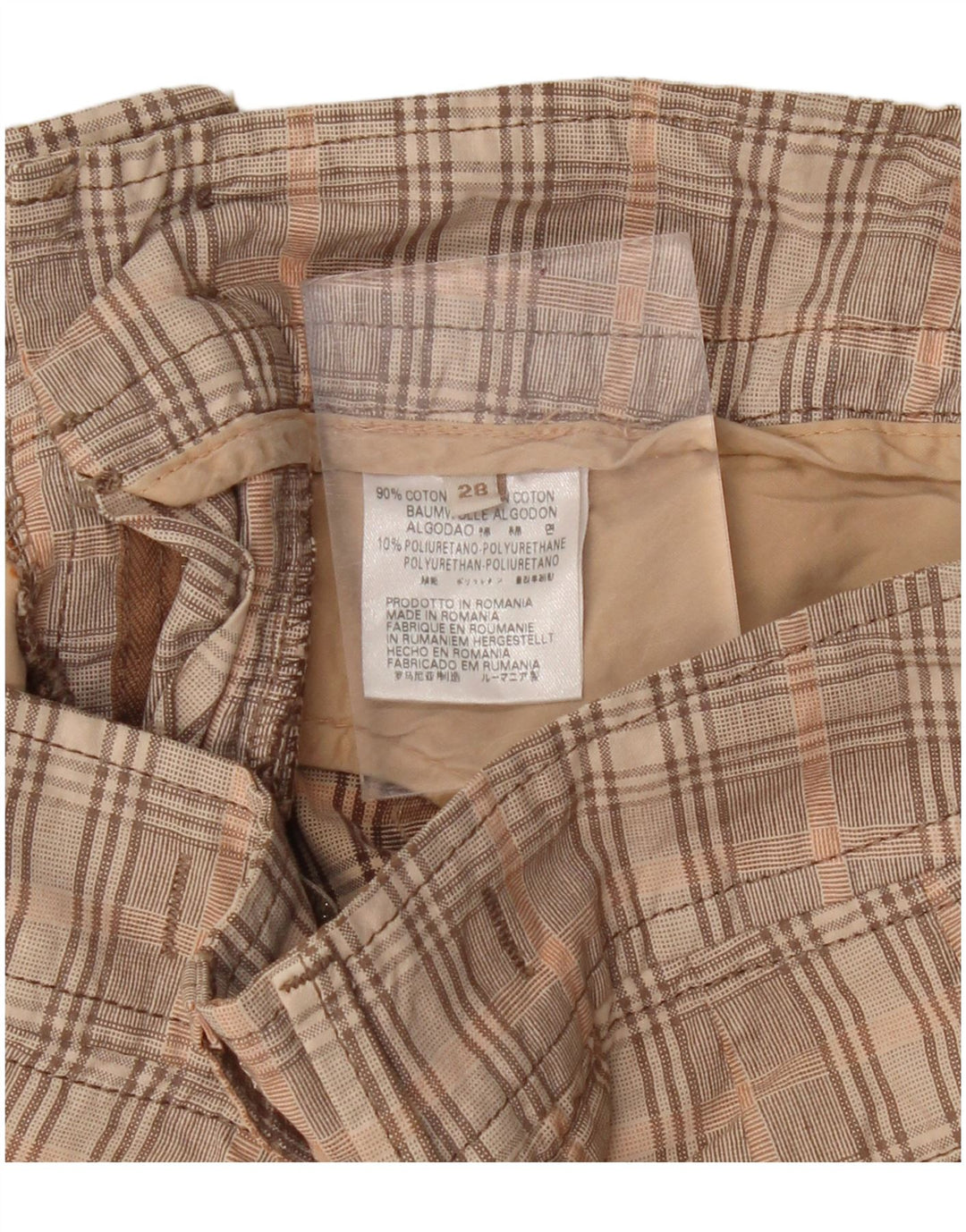 Gas Womens Chino Shorts W28 Medium  Beige Check Cotton