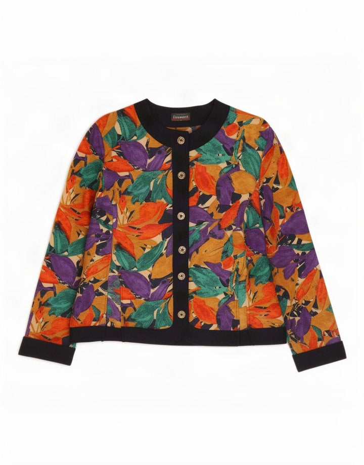 Devernois Paris Dame Blazer Jacket UK 14 Medium Multicolored Floral