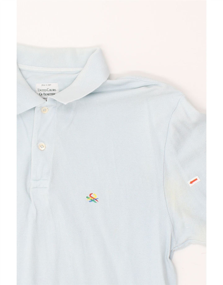 BENETTON Mens Long Sleeve Polo Shirt Small Blue Vintage Benetton and Second-Hand Benetton from Messina Hembry 
