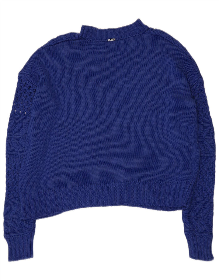 GUESS Dame Oversized Turtle Neck Sweater UK 10 Small Navy Blue