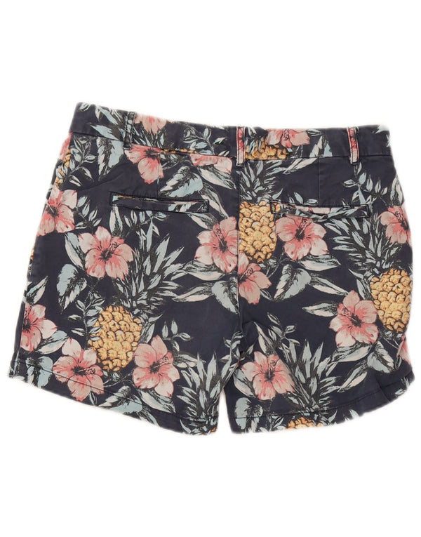 Fat Face Dame Chino Shorts UK 10 Small W32 Navy Blue Floral Bomuld