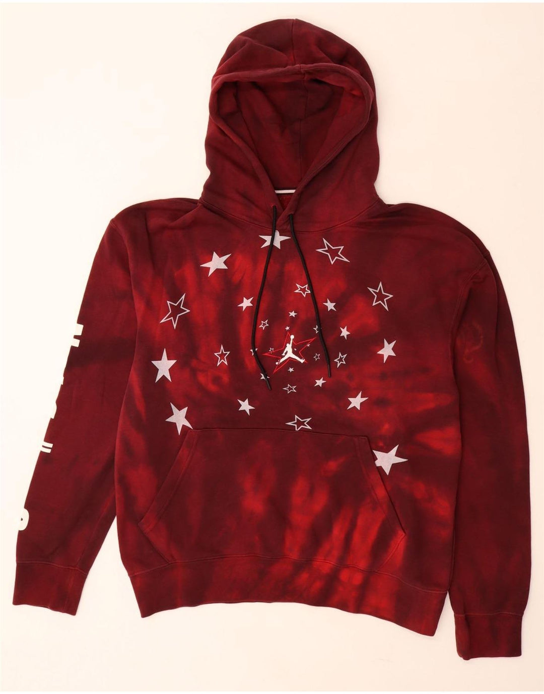JORDAN Herre Grafisk Standard Fit Hættetrøje Jumper Large Burgundy Tie Dye