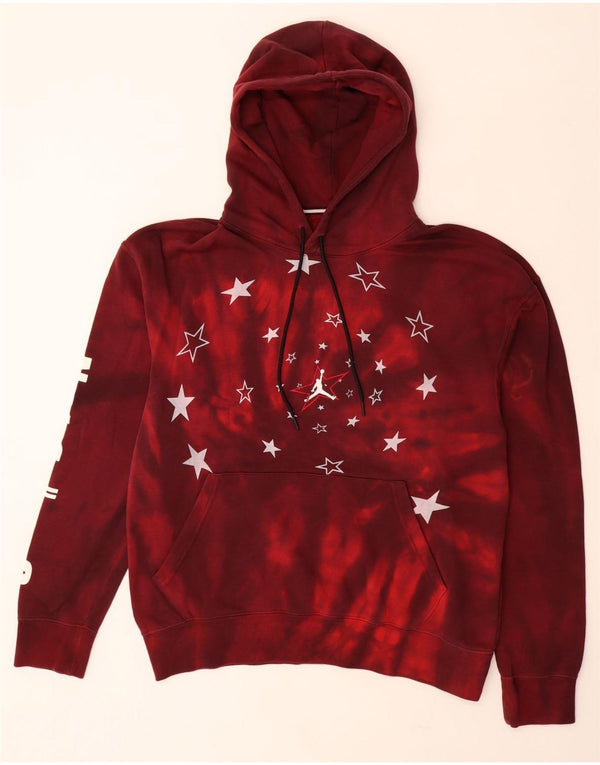 JORDAN Herre Grafisk Standard Fit Hættetrøje Jumper Large Burgundy Tie Dye