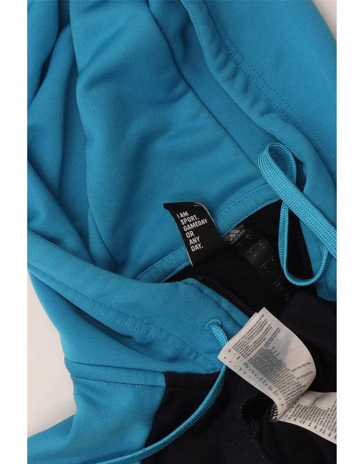 Adidas Hættetrøje med lynlås til mænd, lille marineblå colourblock polyester
