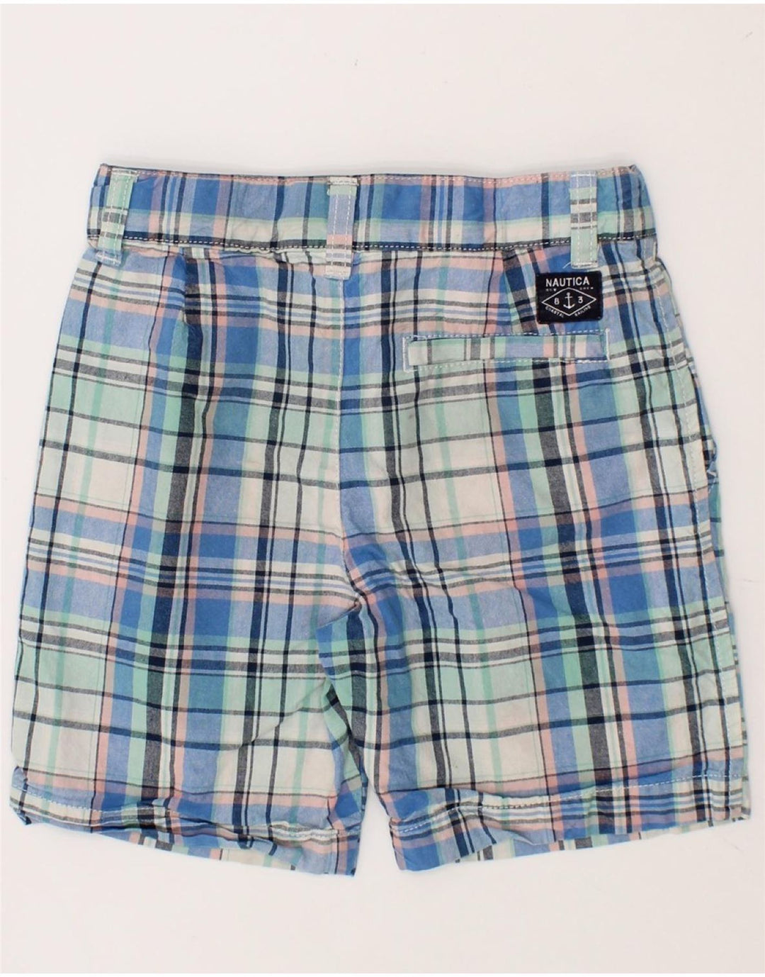NAUTICA Boys Chino Shorts 3-4 Years W20  Blue Check Cotton Vintage Nautica and Second-Hand Nautica from Messina Hembry 
