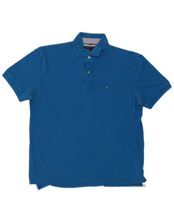 TOMMY HILFIGER Mens Polo Shirt Large Blue Cotton