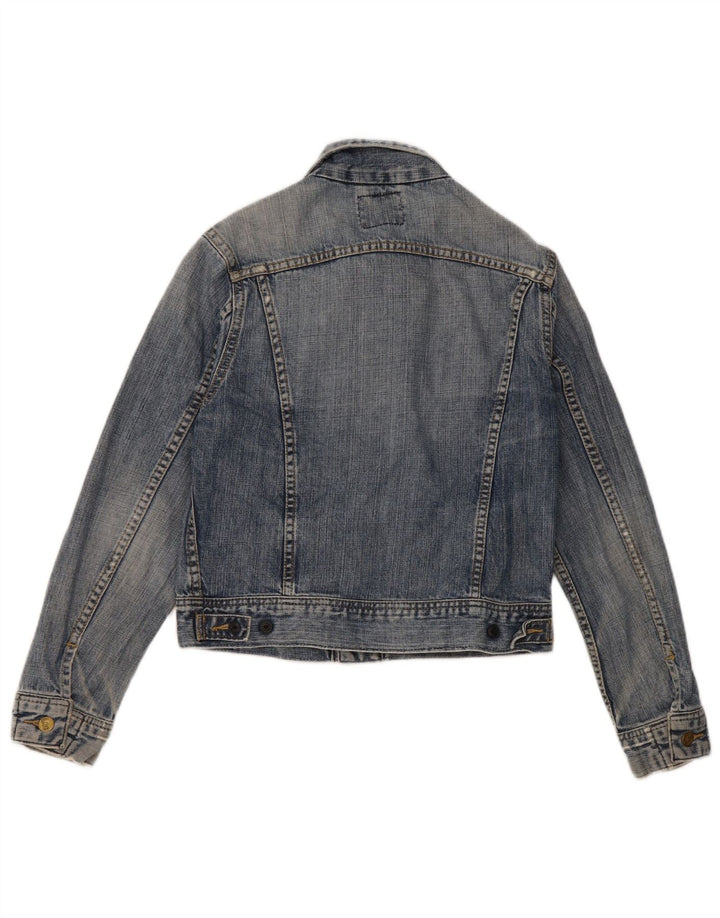 Lee Womens Crop Denim Jacket UK 12 Medium Blue Cotton