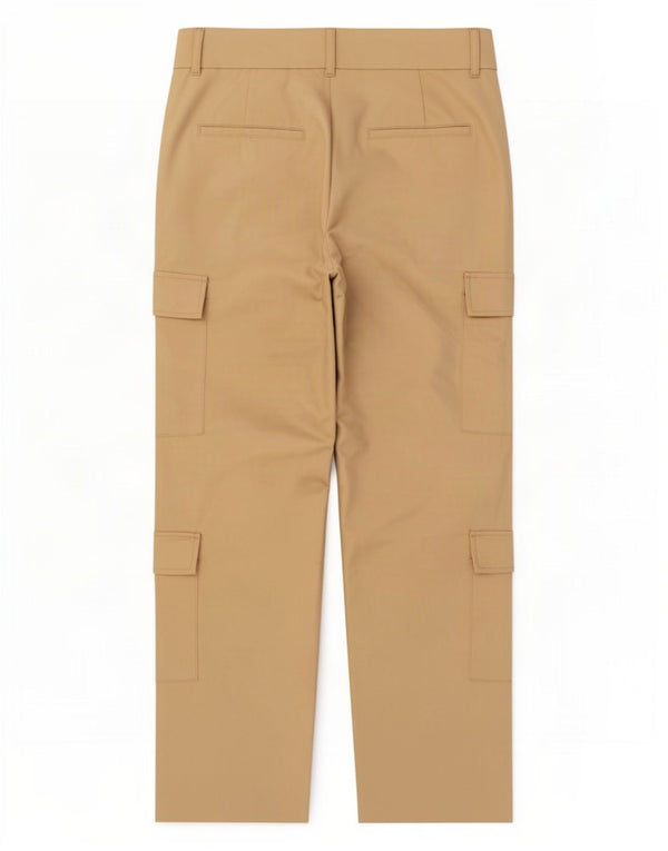 Zara Dame Straight Cargo Bukser Large W30 L28 Beige Bomuld