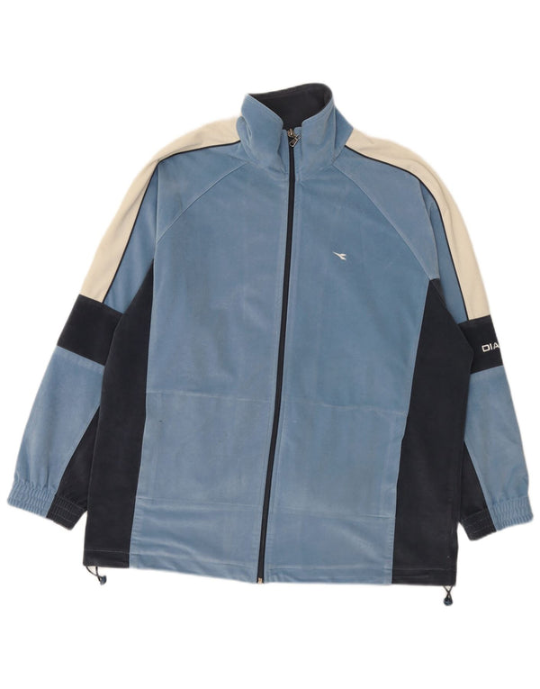 Diadora Herre Velour fuld træningsdragt UK 44 XL Blå Colourblock Polyester