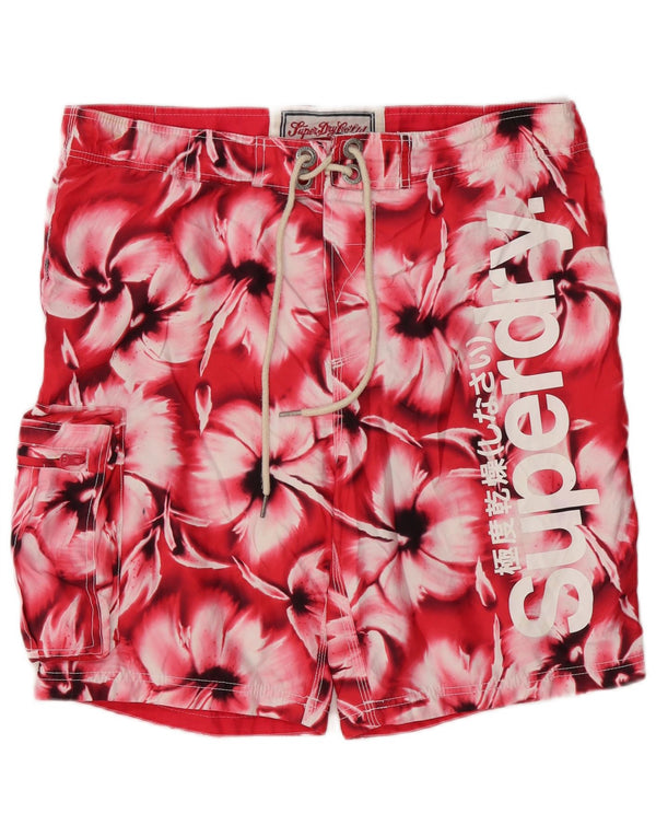 Superdry Grafiske svømmeshorts til mænd XL Pink Floral Polyester