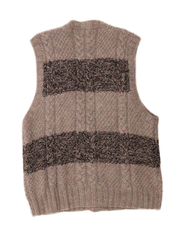 Vintage herre ærmeløs cardigan sweater, stor grå farveblok