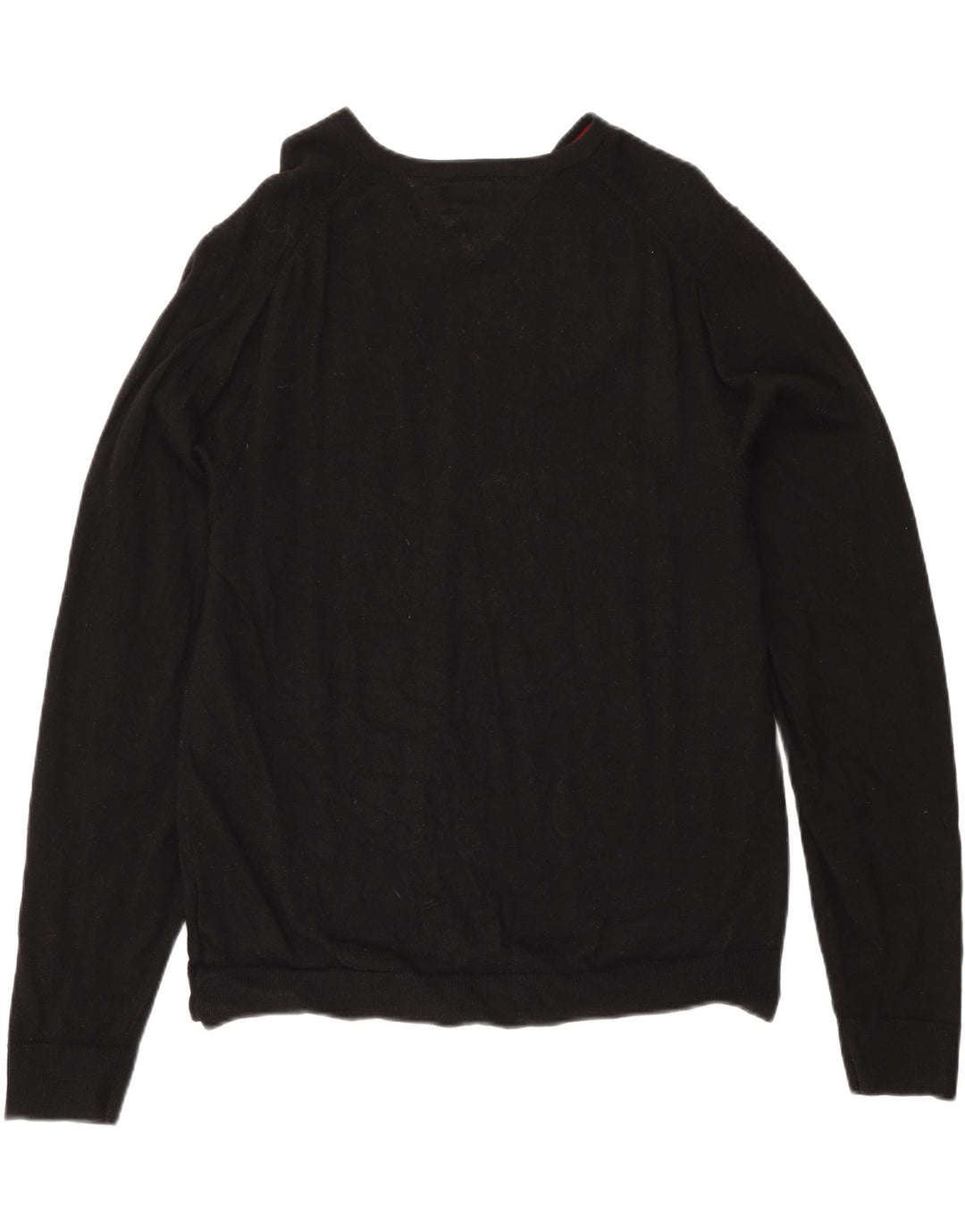 TOMMY HILFIGER Mens V-Neck Jumper Sweater 2XL Black Wool Vintage Tommy Hilfiger and Second-Hand Tommy Hilfiger from Messina Hembry 