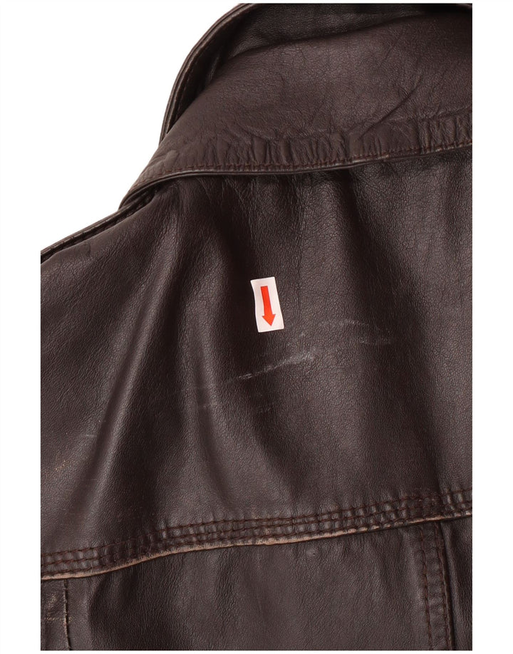 Superdry Military Læderjakke til mænd UK 40 Stor brunt læder