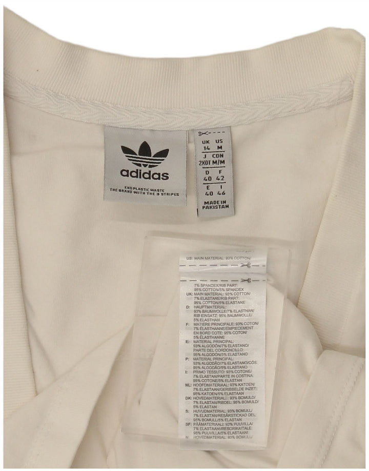 Adidas Womens Crop T-Shirt Top UK 14 Medium White Bomuld