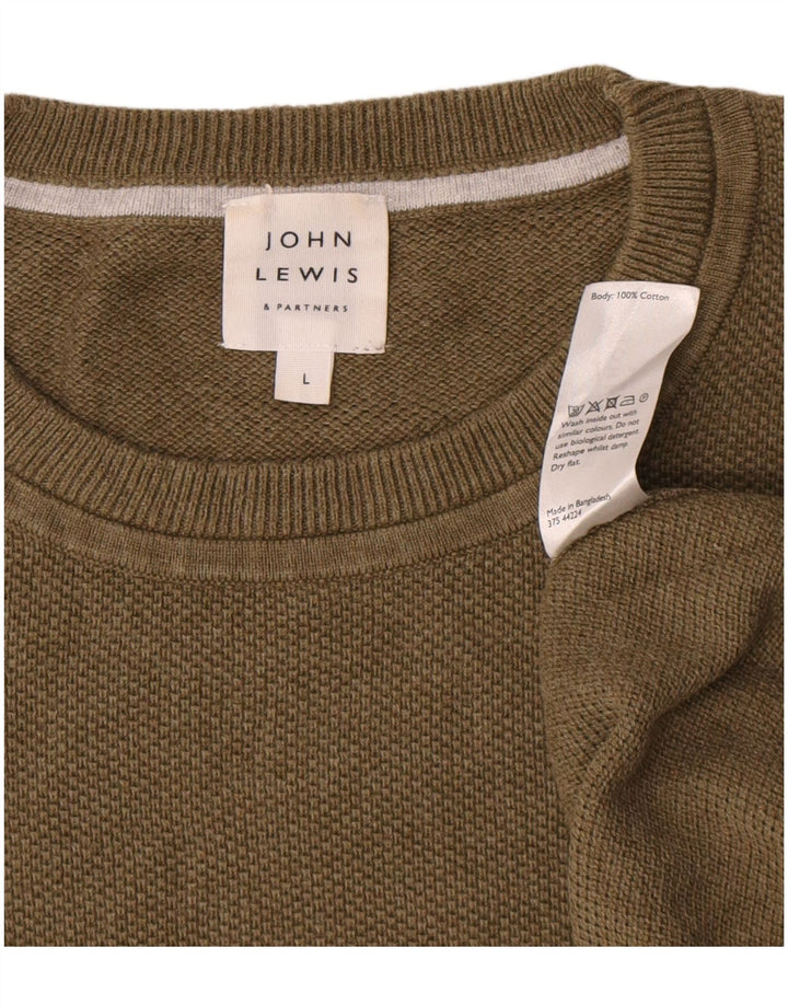 John Lewis Herre trøjetrøje med rund hals Stor Khaki Bomuld